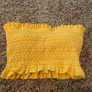 Yellow bandeau swim top